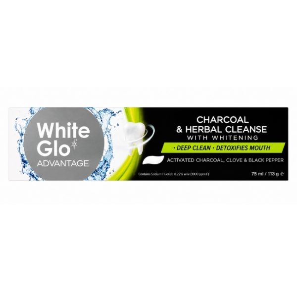 White Glo Toothpaste Charcoal and Herbal Cleanse 75ml