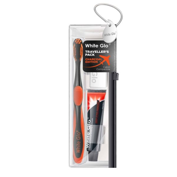White Glo Travel Pack Paste and Brush Charcoal