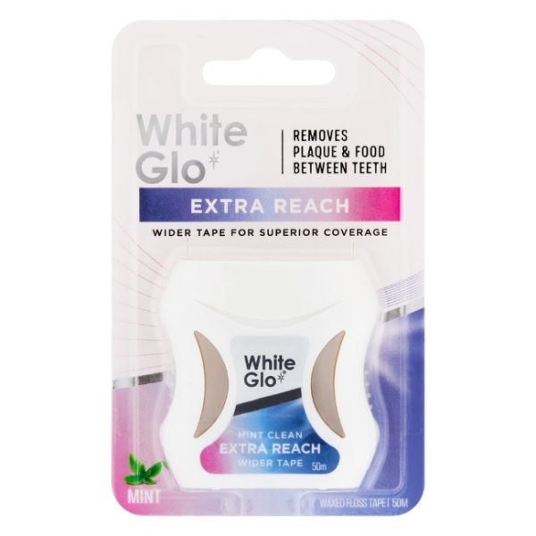 White Glo Dental Floss Flat Tape Waxed 50m
