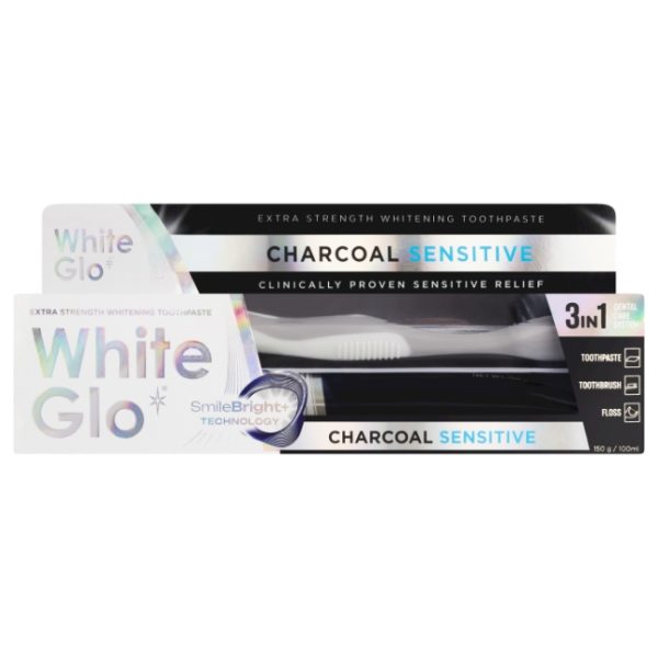 White Glo Toothpaste Charcoal Sensitive 100ml